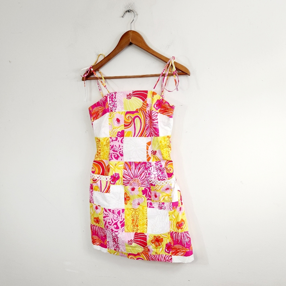 Lilly Pulitzer Pink and Yellow Patchwork Dress